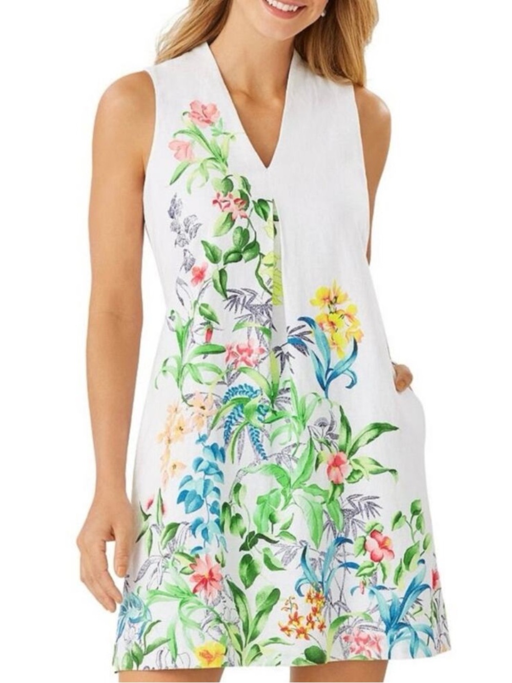 Tommy Bahama | Linen Floral Summer Tambay Trellis Sleeveless Shift Dress